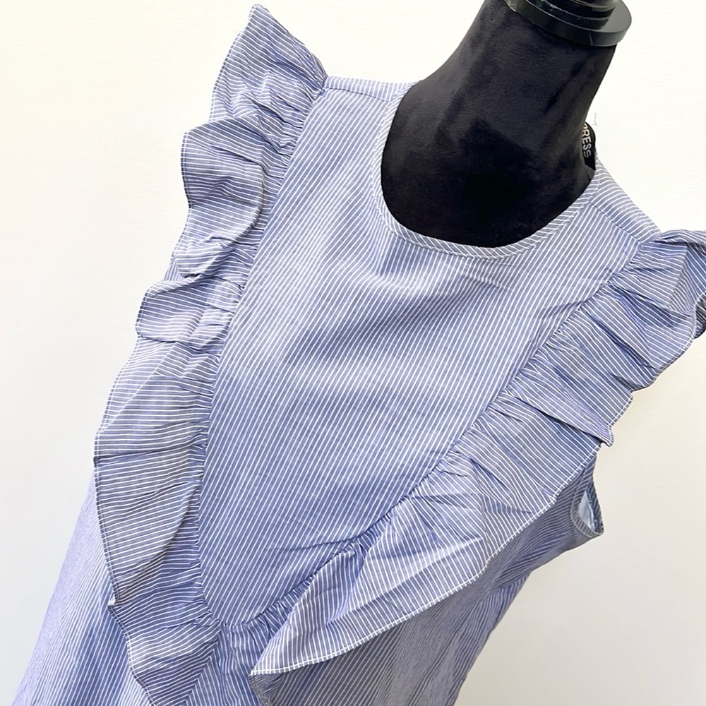 Express Pinstriped Ruffle Dress - Picture 4 of 8